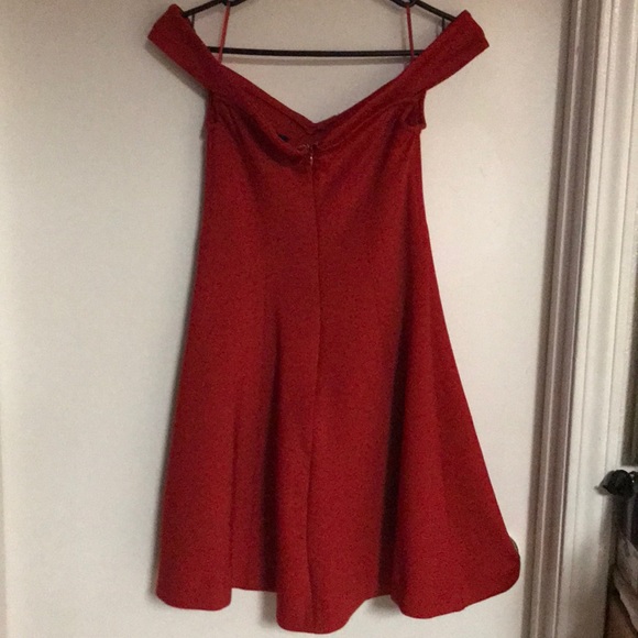 Hera Off the Shoulder Fit and Flare Floral Dress Red